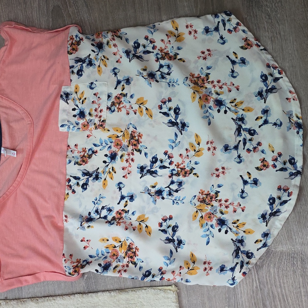 Floral Pink and White Blouse